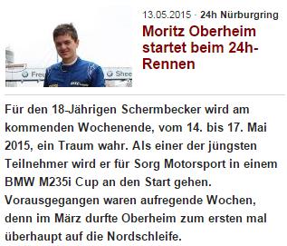 Moritz Oberheim startet beim 24h-Rennen